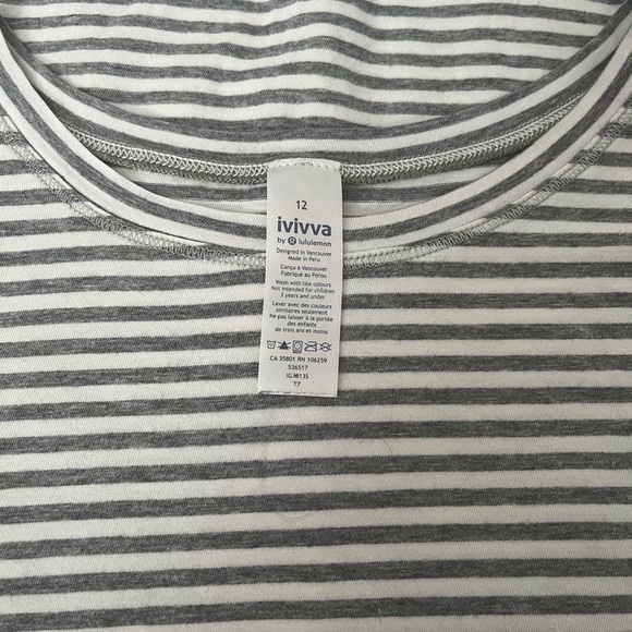 Ivivva by Lululemon girls striped t-shirt- Girls size 12 - Picture 2 of 3
